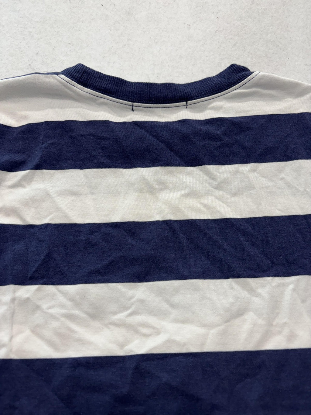 H + H BY HEART Shirt Unisex Kids L Blue White Stripe Crew Neck Tee Short Sleeve