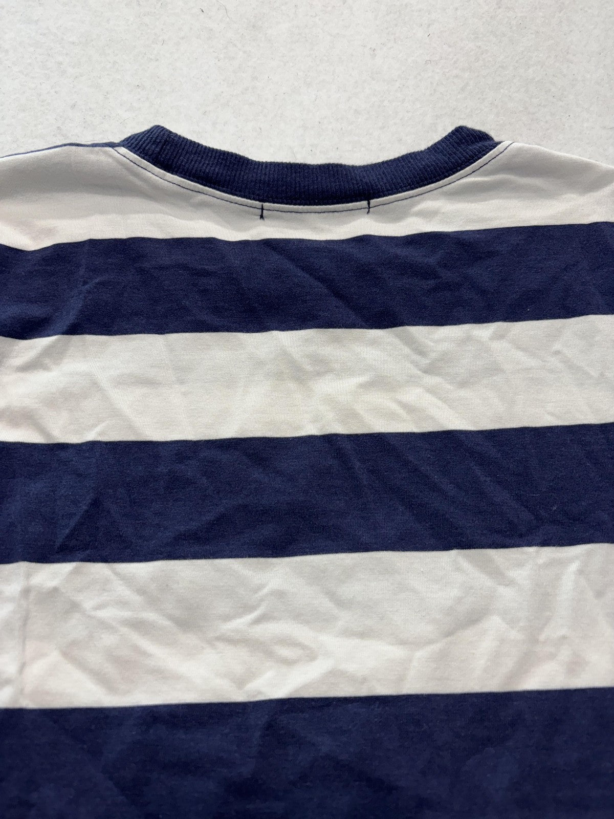 H + H BY HEART Shirt Unisex Kids L Blue White Stripe Crew Neck Tee Short Sleeve