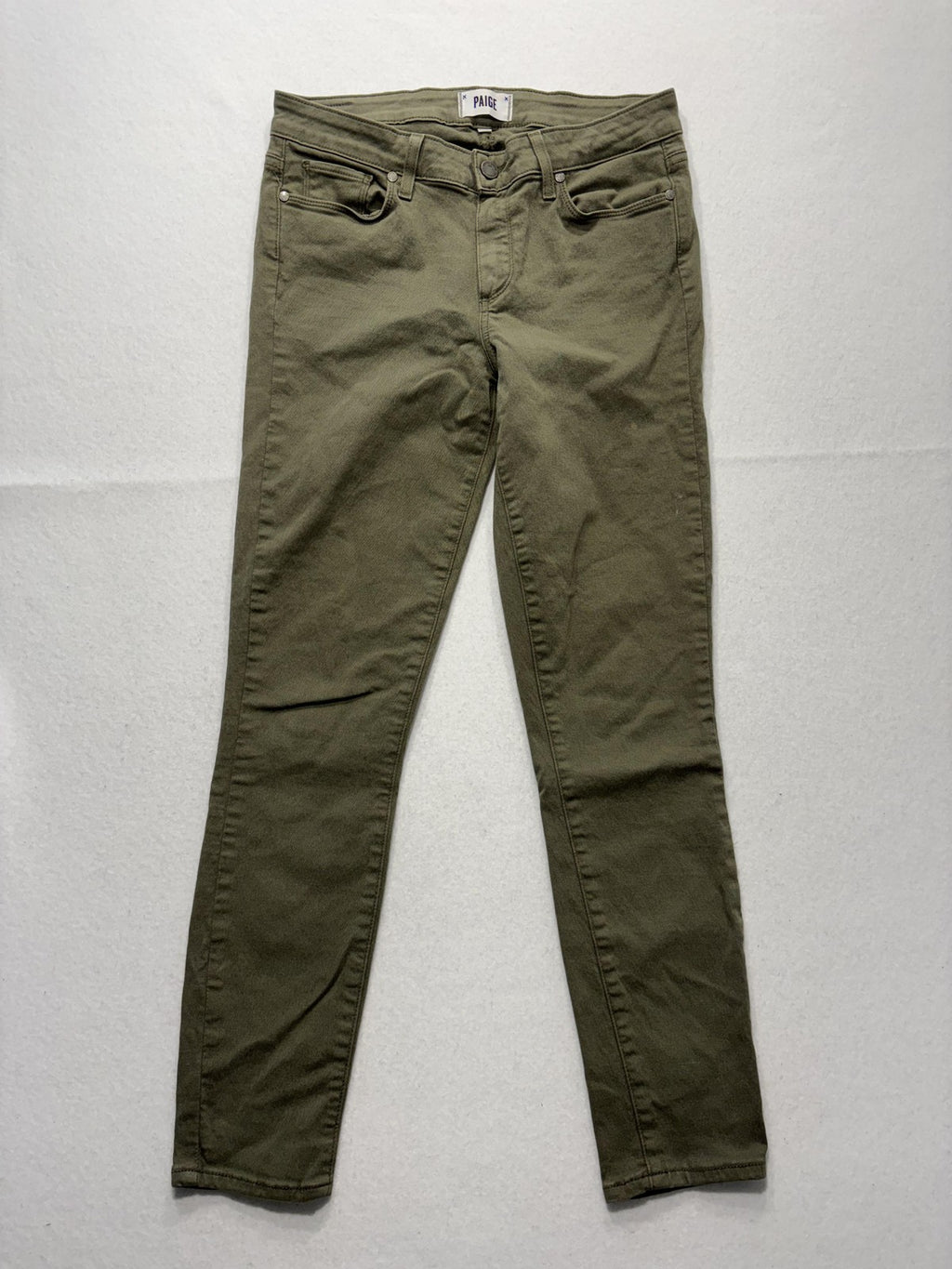 Paige Verdugo Ankle Jeans Womens 30 Green Mid Rise Skinny 30x28 Stretch Denim