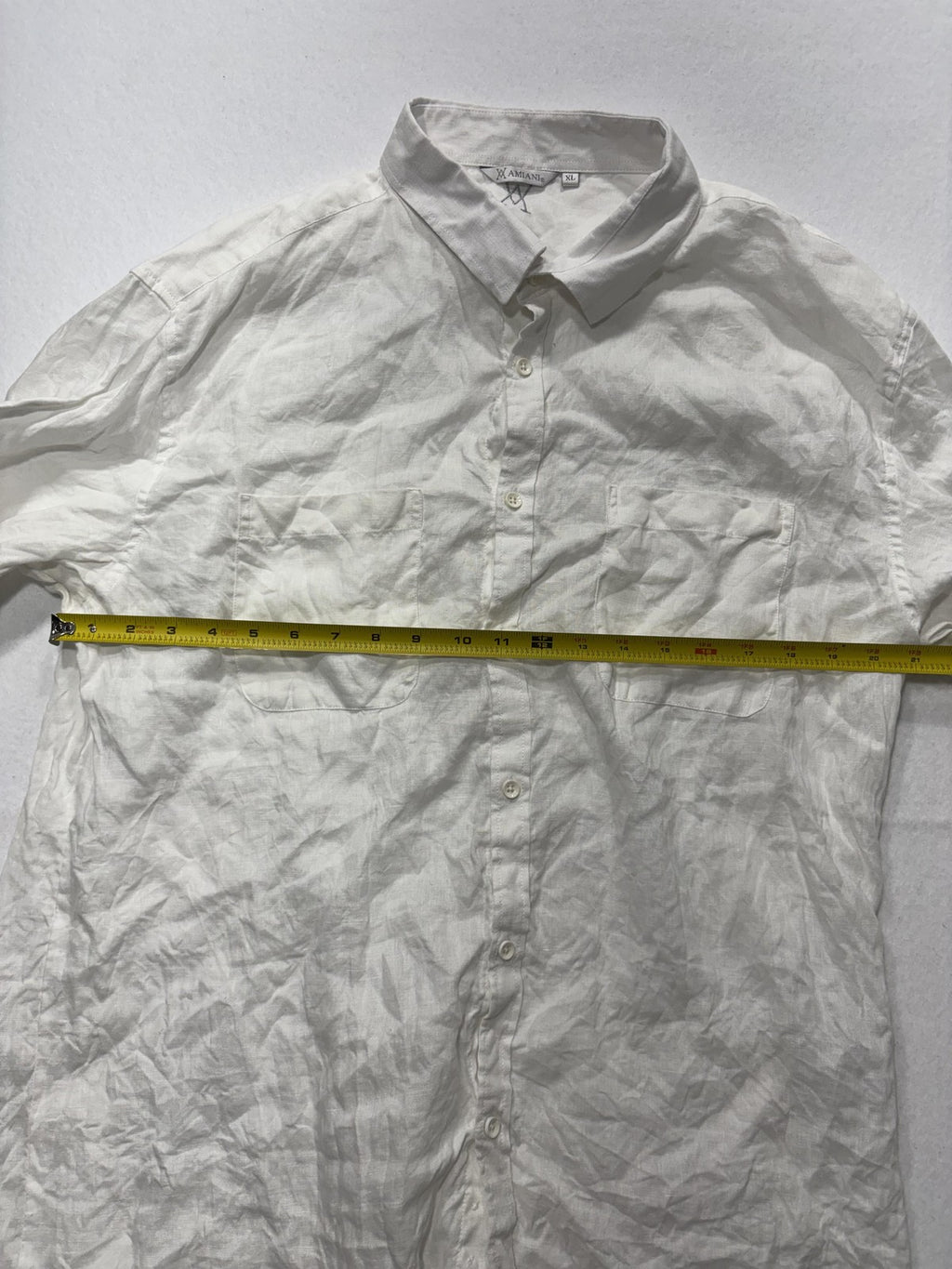 X Amiani Shirt Mens XL White Linen Long Sleeve Button Up Lightweight Casual