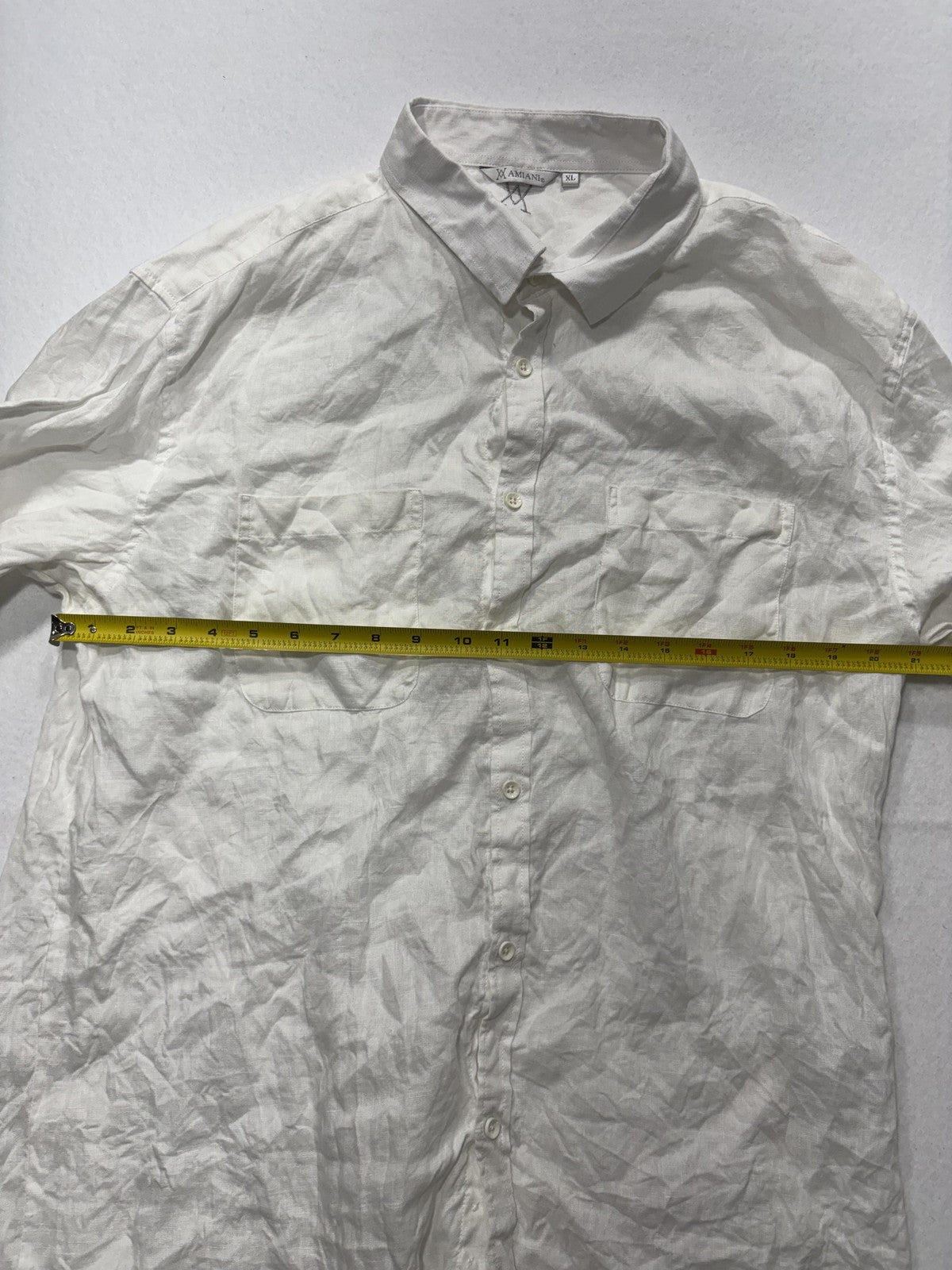 X Amiani Shirt Mens XL White Linen Long Sleeve Button Up Lightweight Casual
