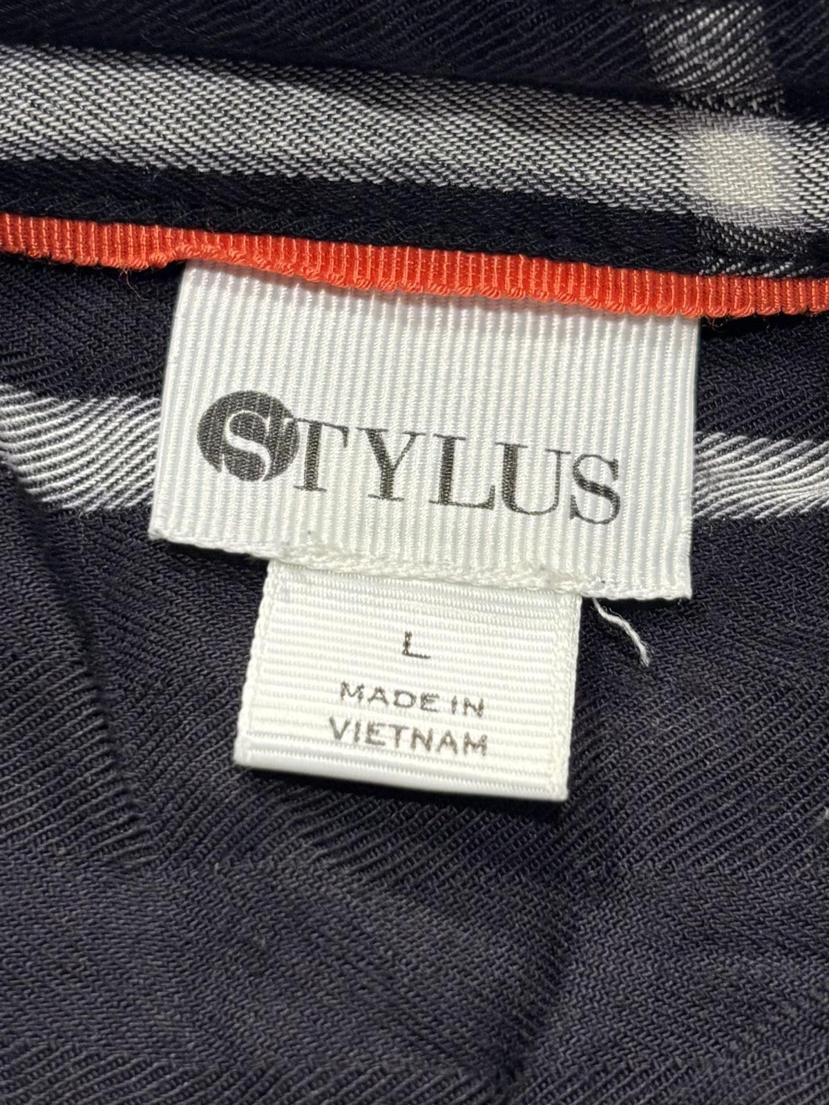 Stylus Button Up Shirt Womens L Black Plaid Long Sleeve Tunic Top Casual Fall