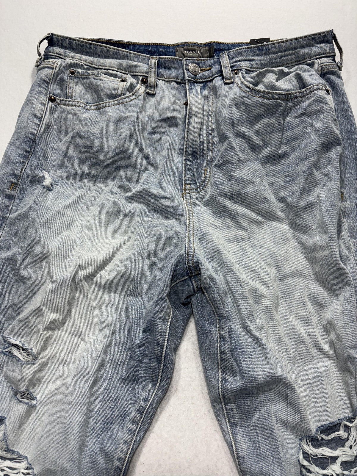 Torrid Jeans Womens 14 Plus Blue Light Wash High Rise Straight Distressed 36x30