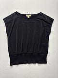 MICHAEL Michael Kors Blouse Womens Large Black Boatneck Lace Shoulder Top
