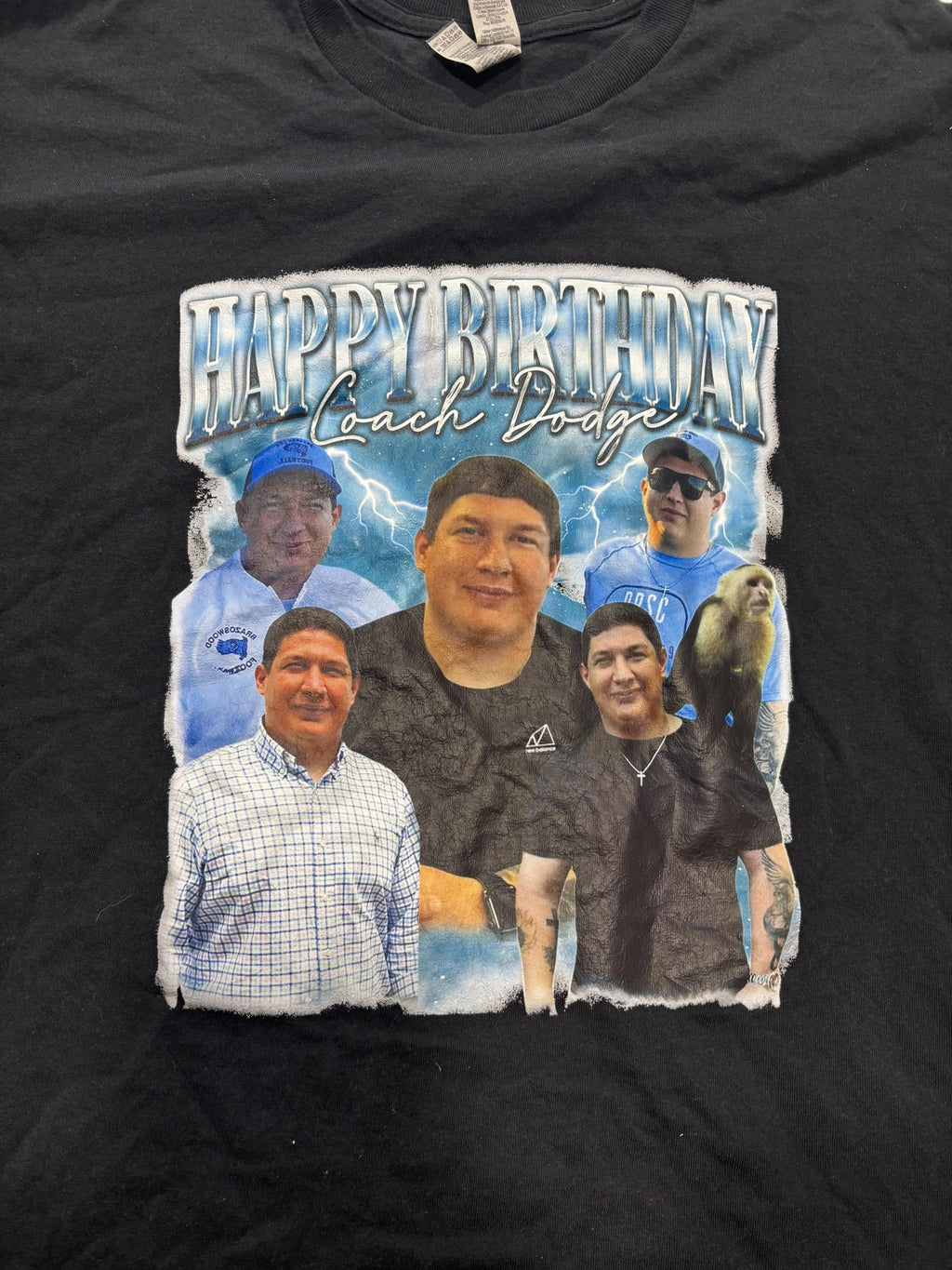 Gildan Shirt Mens XL Black Happy Birthday Coach Photo Collage Graphic Tee