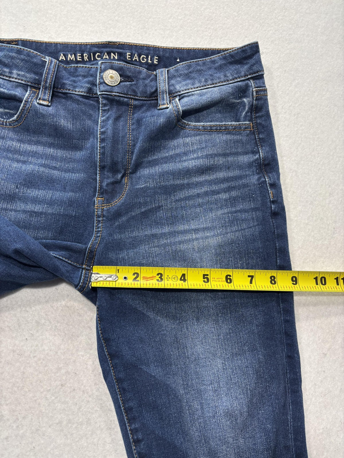 American Eagle High Rise Jegging Jeans Womens 8 Medium Wash Distressed 30x24.5