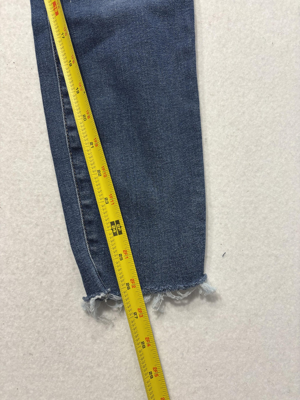 Everlane Jeans Womens 25 Ankle Blue High Rise Skinny Stretch Raw Hem 25x27