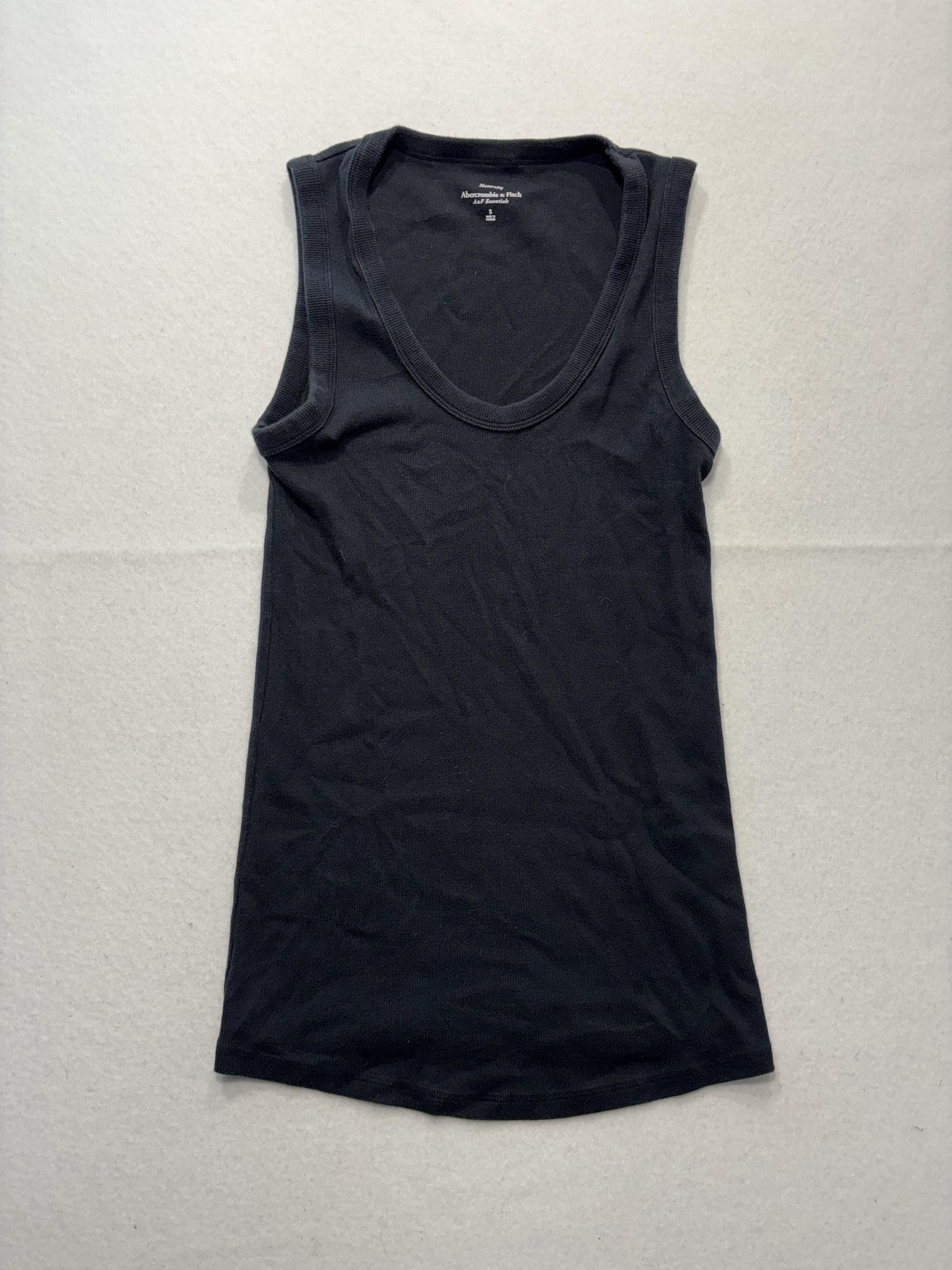 Abercrombie & Fitch Tank Womens Small Black Ribbed Knit Scoop Neck Maternity