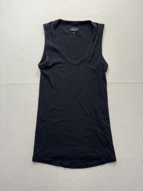 Abercrombie & Fitch Tank Womens Small Black Ribbed Knit Scoop Neck Maternity