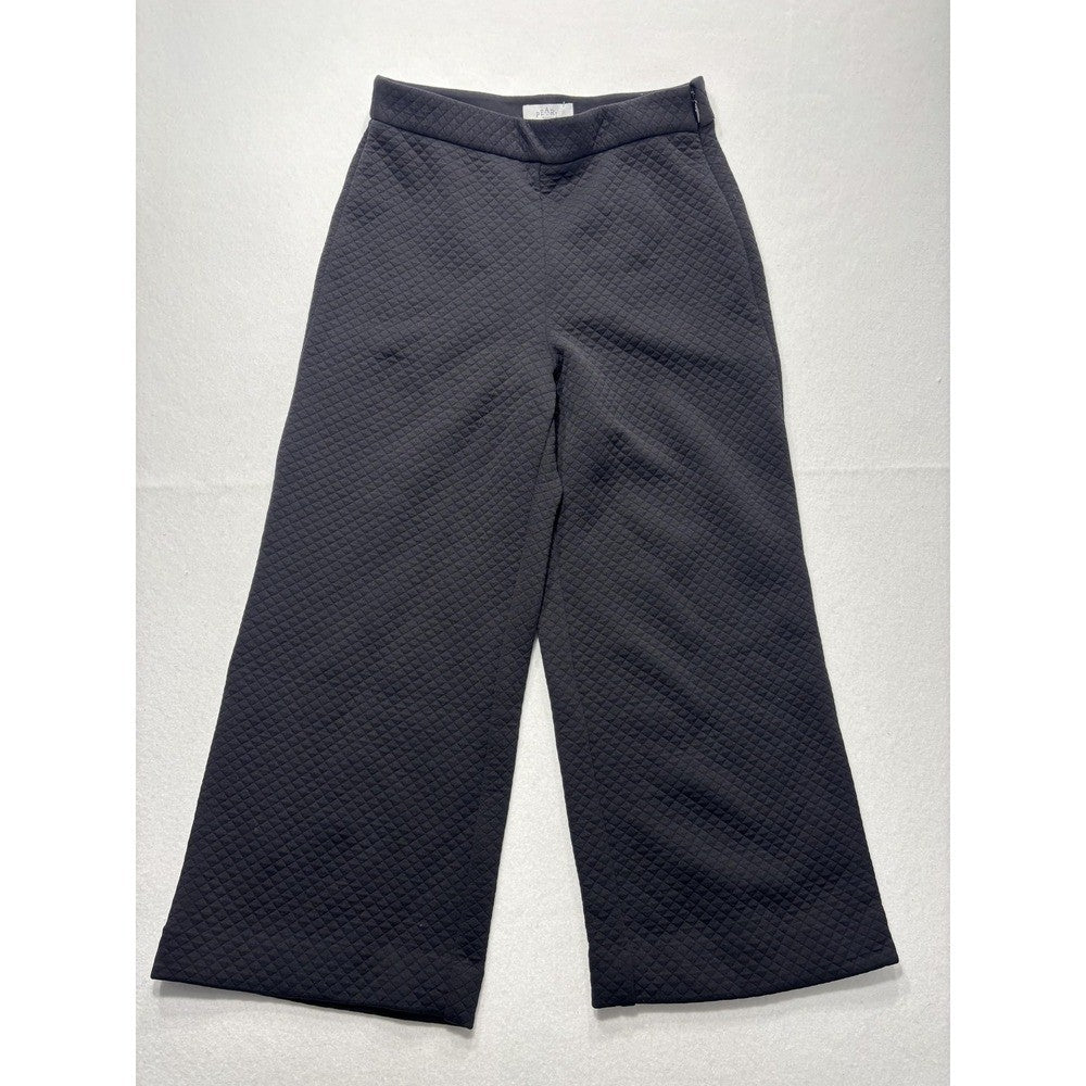 Pearl By Lela Rose Dress Pants Womens 8 Black Quilted Jersey Lynn Pant Wide Leg