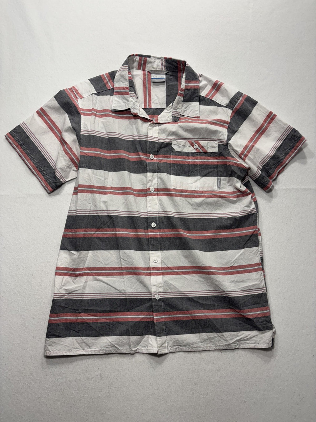 Columbia Shirt Mens Large Multicolor Striped Short Sleeve Button Up Casual