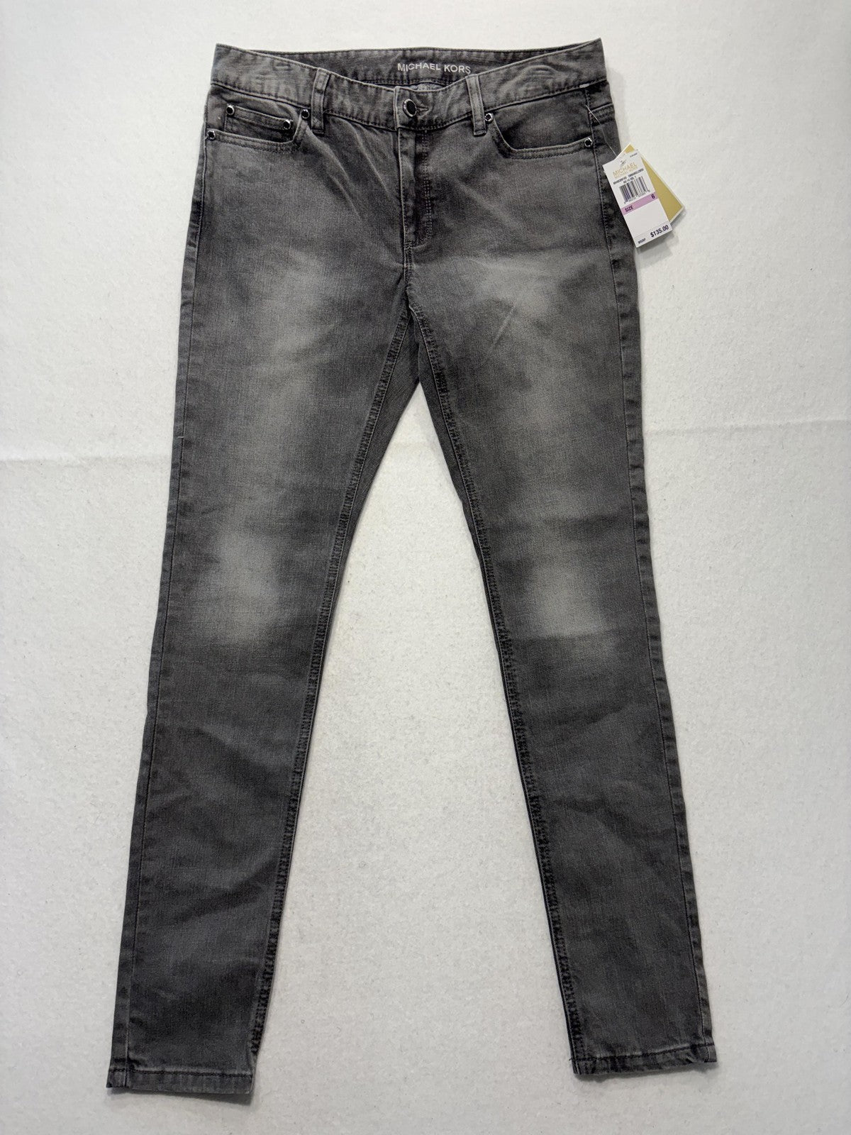 MICHAEL Michael Kors Jeans Womens 6 Charcoal Mid Rise Skinny Lace 30x29.5