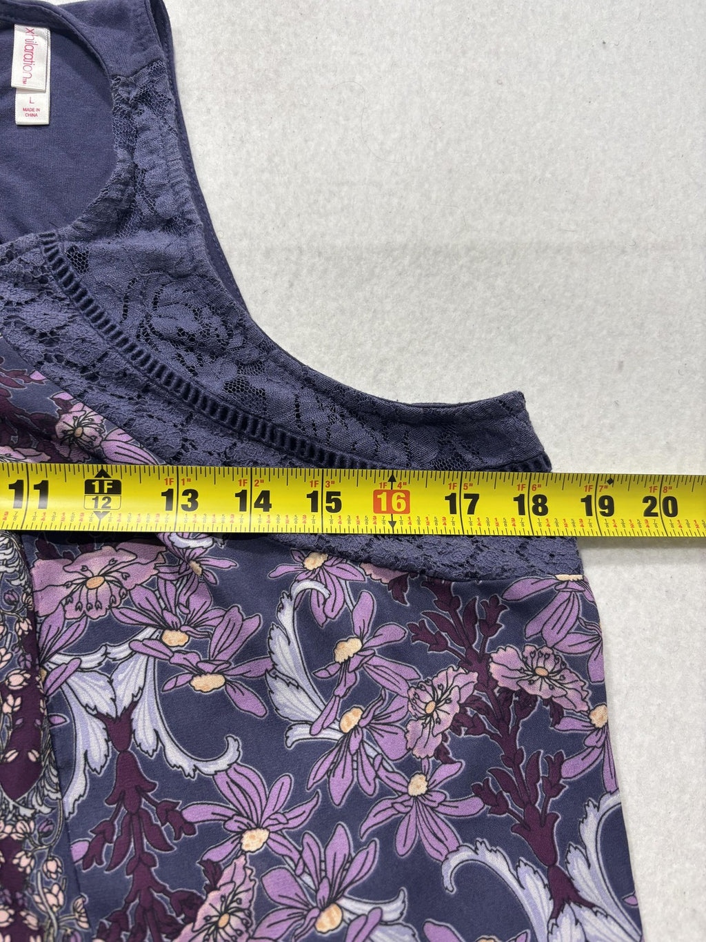 Xhilaration Tank Top Juniors L Purple Floral High Neck Lace Boho Summer