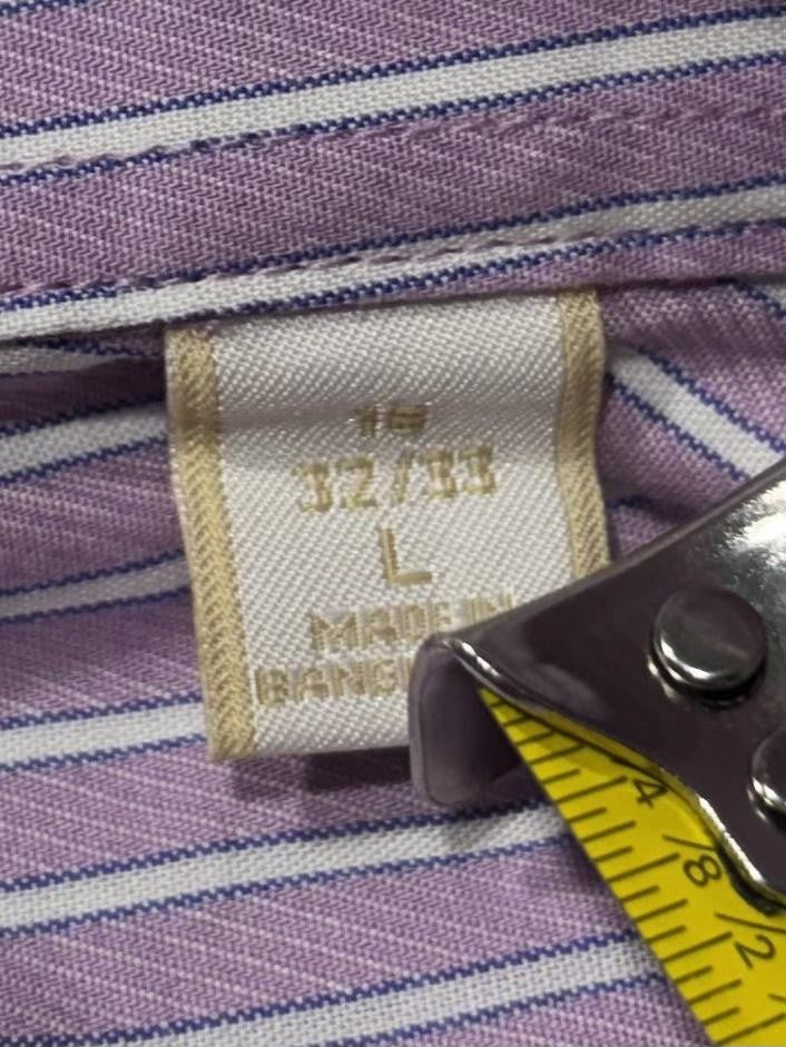 MICHAEL Michael Kors Dress Shirt Mens Large Purple Striped Long Sleeve Slim Fit
