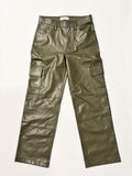 Abercrombie & Fitch Pants Womens 28 Short Green Faux Leather 90s High Rise Cargo