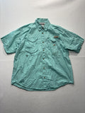 Columbia PFG Shirt Mens Medium Green Short Sleeve Fishing Button Up Vented