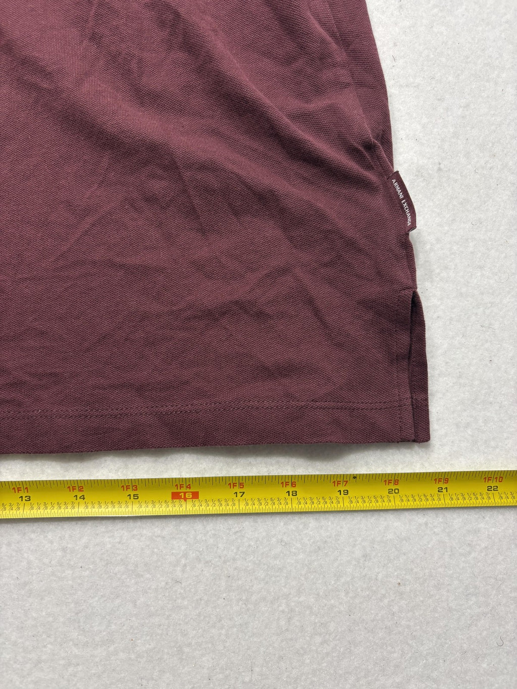 Armani Exchange Polo Shirt Mens Medium Red Logo Patch Striped Collar Knit