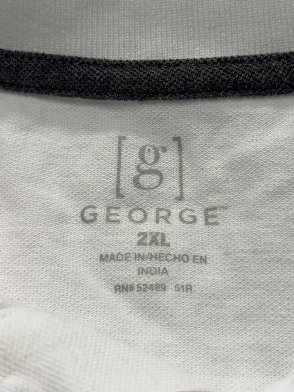 George Polo Shirt Mens 2XL White Stretch Knit Short Sleeve Tagless Casual