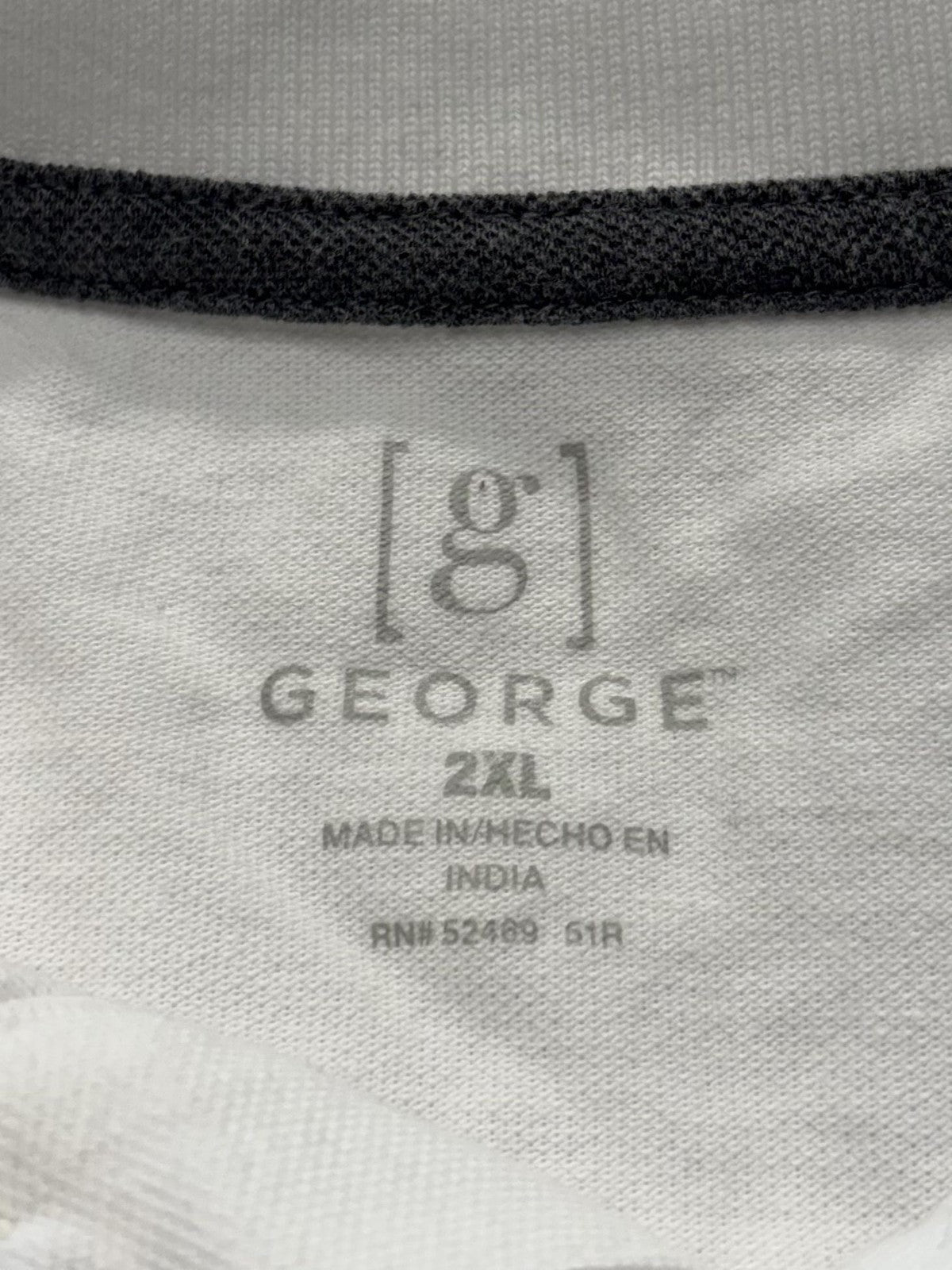 George Polo Shirt Mens 2XL White Stretch Knit Short Sleeve Tagless Casual
