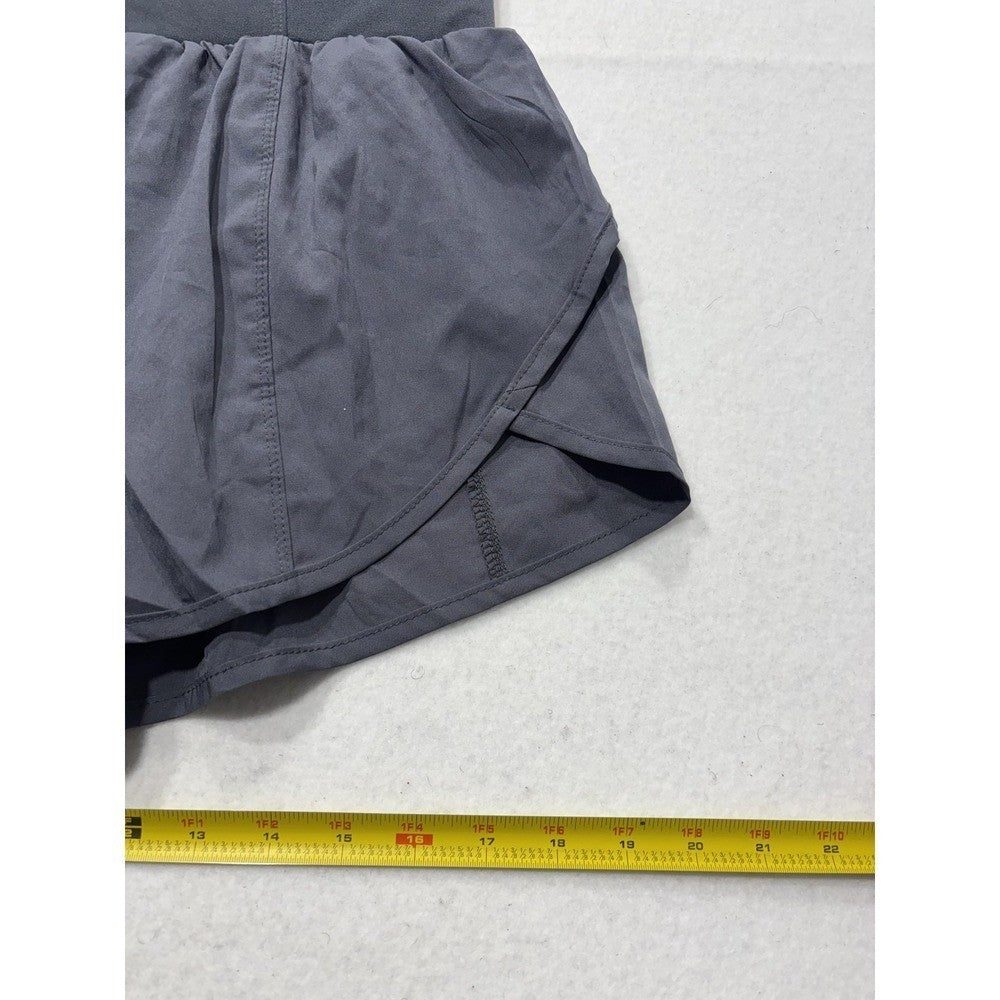 Lululemon Gray High Rise Running Shorts Womens 6 Zip Pocket 2.5" Inseam LWSDS