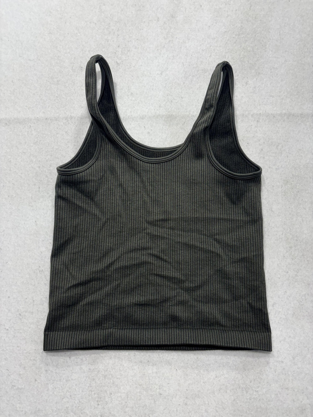 A New Day Tank Top Womens Medium Green Ribbed Knit Scoop Neck Basic Stretch