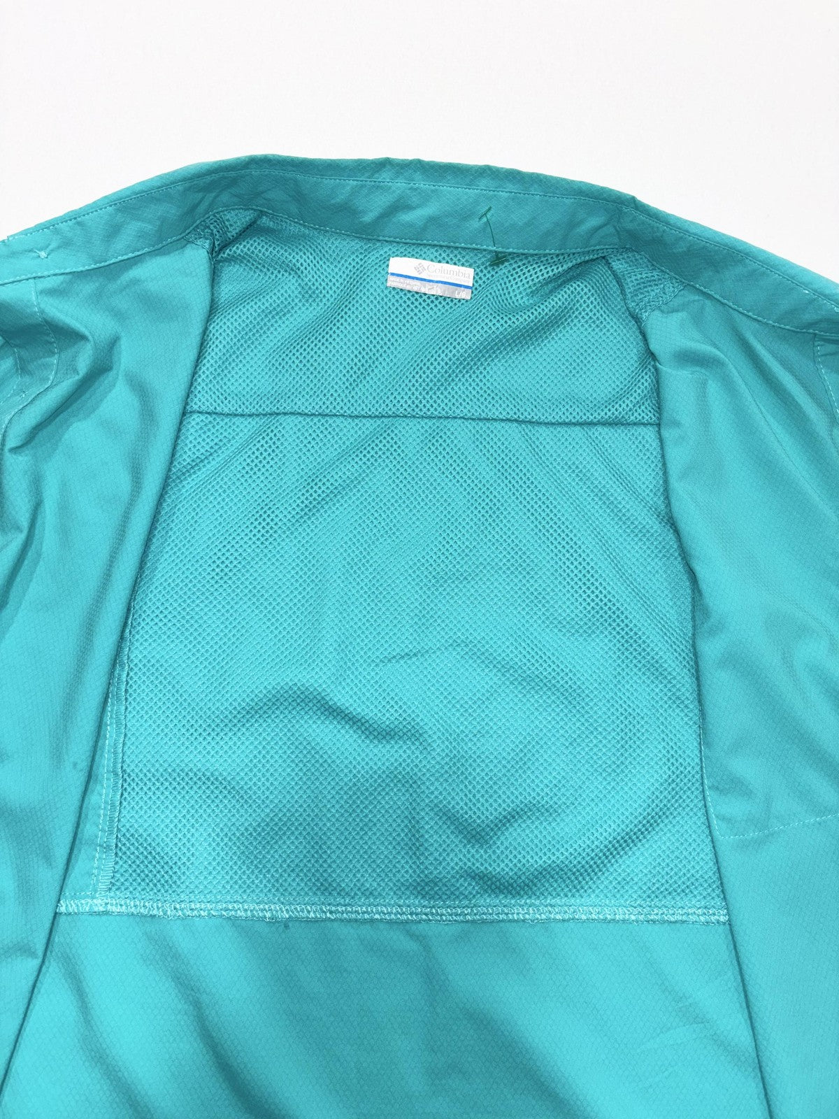 Columbia PFG Omni-Shade Shirt Mens Large Blue Short Sleeve Fishing Button Up