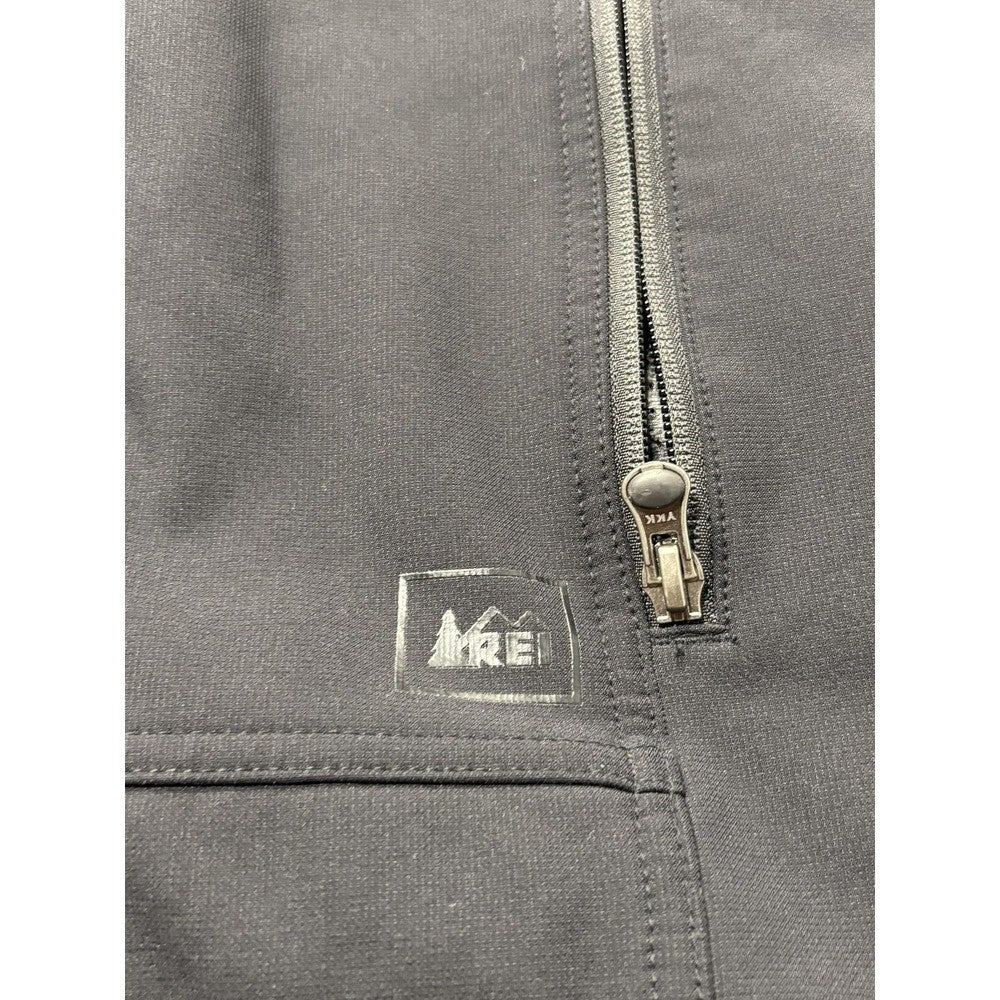 REI Softshell Jacket Mens Medium Black Full Zip Stand Collar Hiking Outdoor