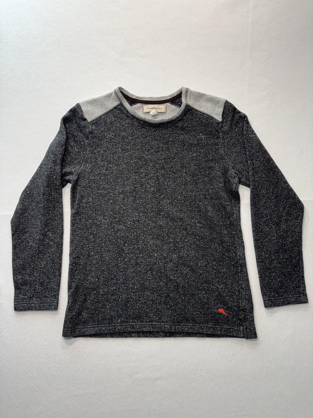 Tommy Bahama Sweatshirt Mens Medium Gray Fleece Crew Neck Pullover Contrast