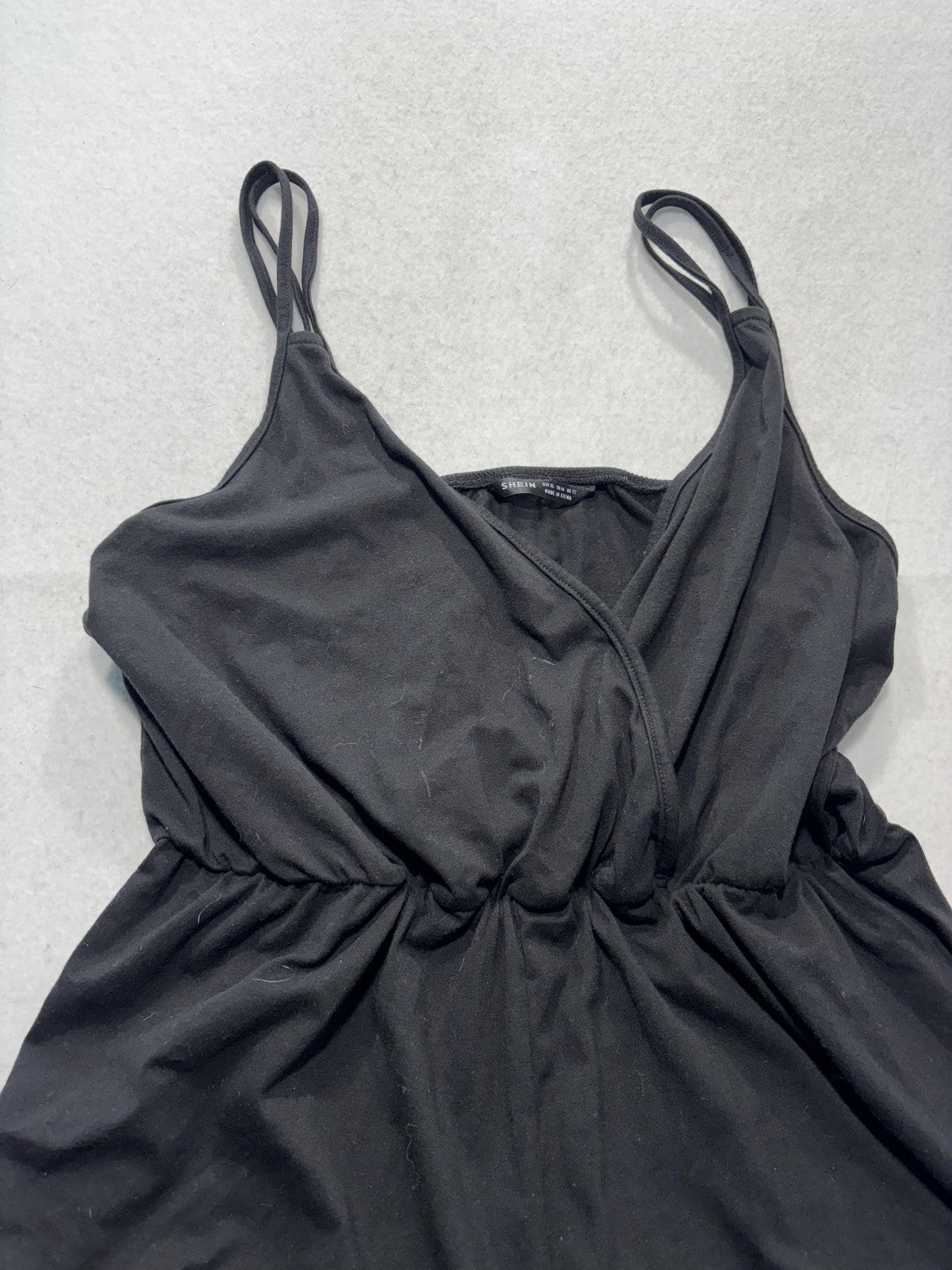 SHEIN Romper Womens XL Black V Neck Sleeveless Elastic Waist Jersey Casual