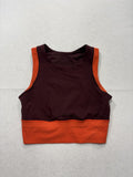 Lululemon Sports Bra Womens 10 Burgundy Orange Colorblock Longline Top Athletic