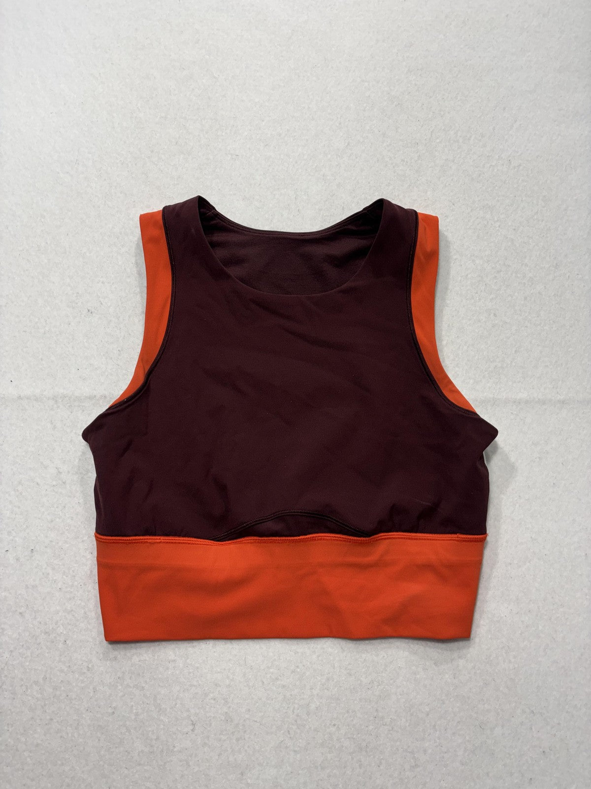 Lululemon Sports Bra Womens 10 Burgundy Orange Colorblock Longline Top Athletic