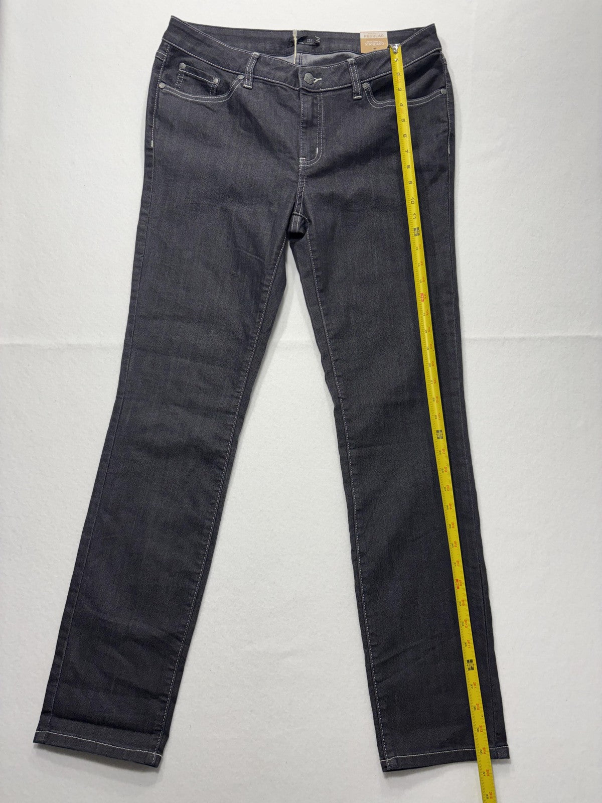 PrAna Jeans Womens 12 Gray Dark Wash Straight Leg Mid Rise Stretch 33x32