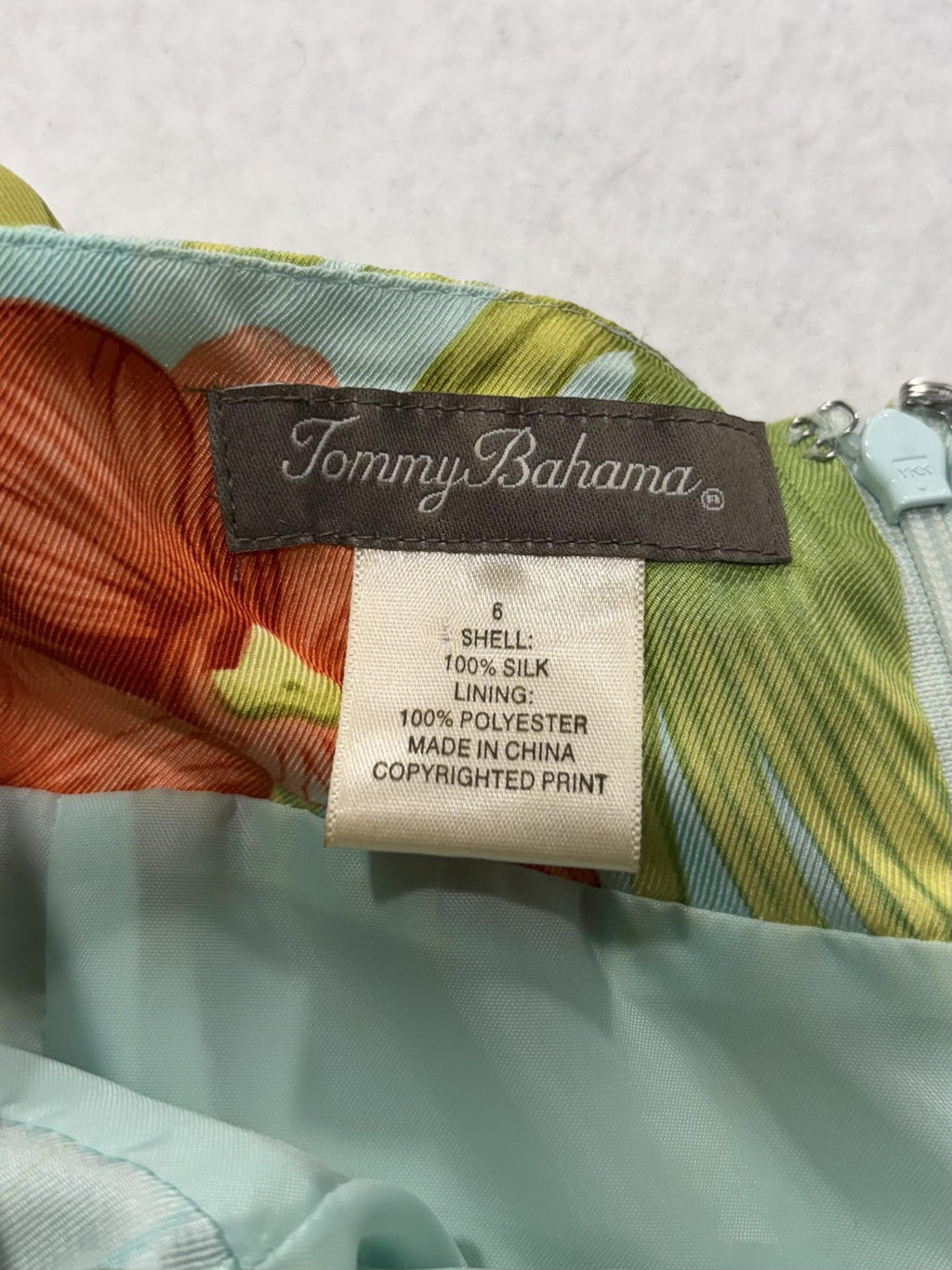 Tommy Bahama Dress Womens 6 Green Blue Silk Floral Sweetheart Sundress Strappy
