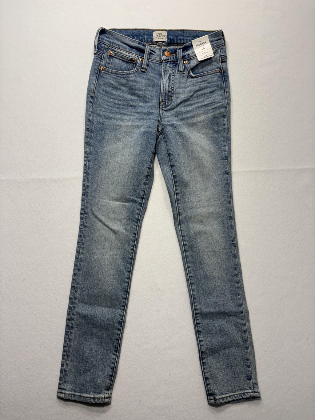 J.Crew 9" Toothpick Jeans Womens 24 Blue Medium Wash Mid Rise Skinny Stretch