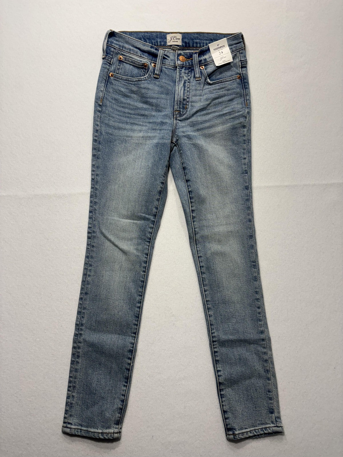 J.Crew 9" Toothpick Jeans Womens 24 Blue Medium Wash Mid Rise Skinny Stretch