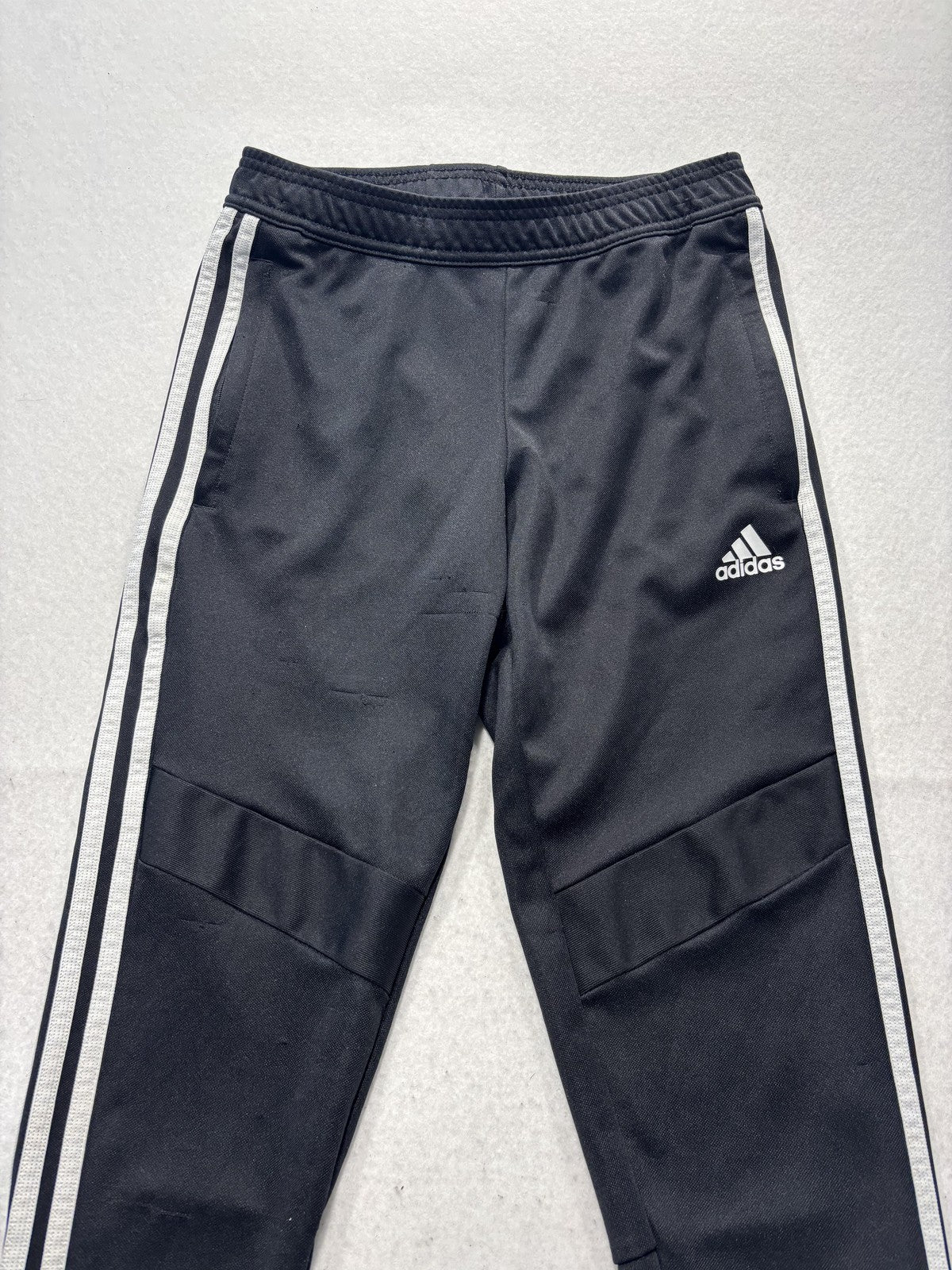 Adidas Track Pants Mens XS Black AEROREADY Elastic Waist Side Stripe Tapered