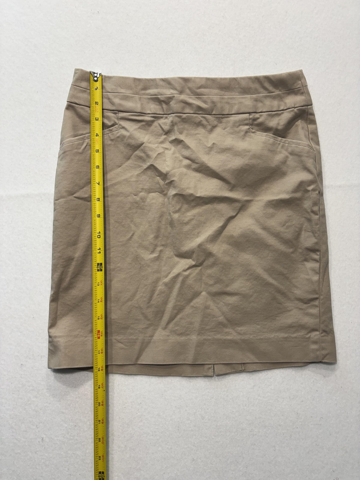 Banana Republic Skirt Womens 4 Beige Stretch Twill Knee Length Pencil Work
