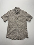 Michael Kors Shirt Mens Medium Beige Floral Short Sleeve Button Up Slim Fit