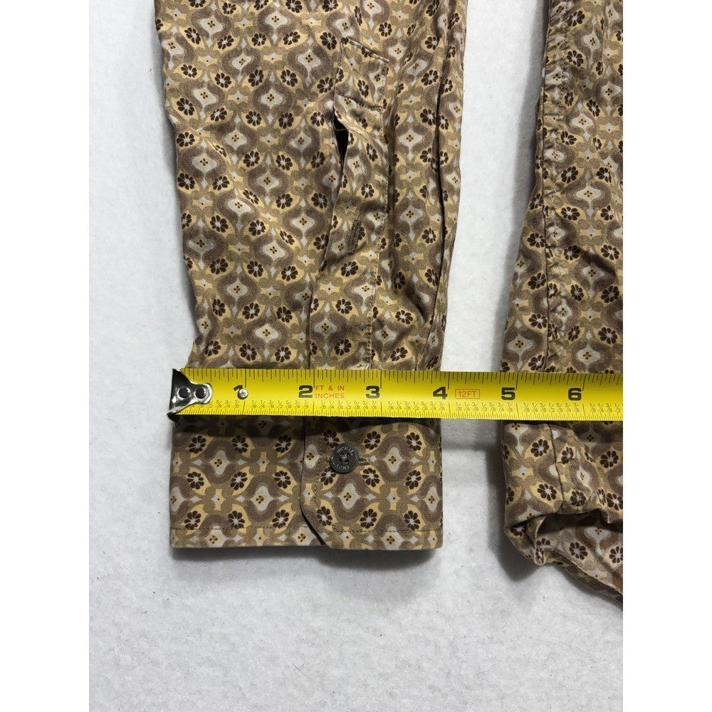 Michael Kors Dress Shirt Mens Large Brown Floral Long Sleeve Tailored Fit Cotton