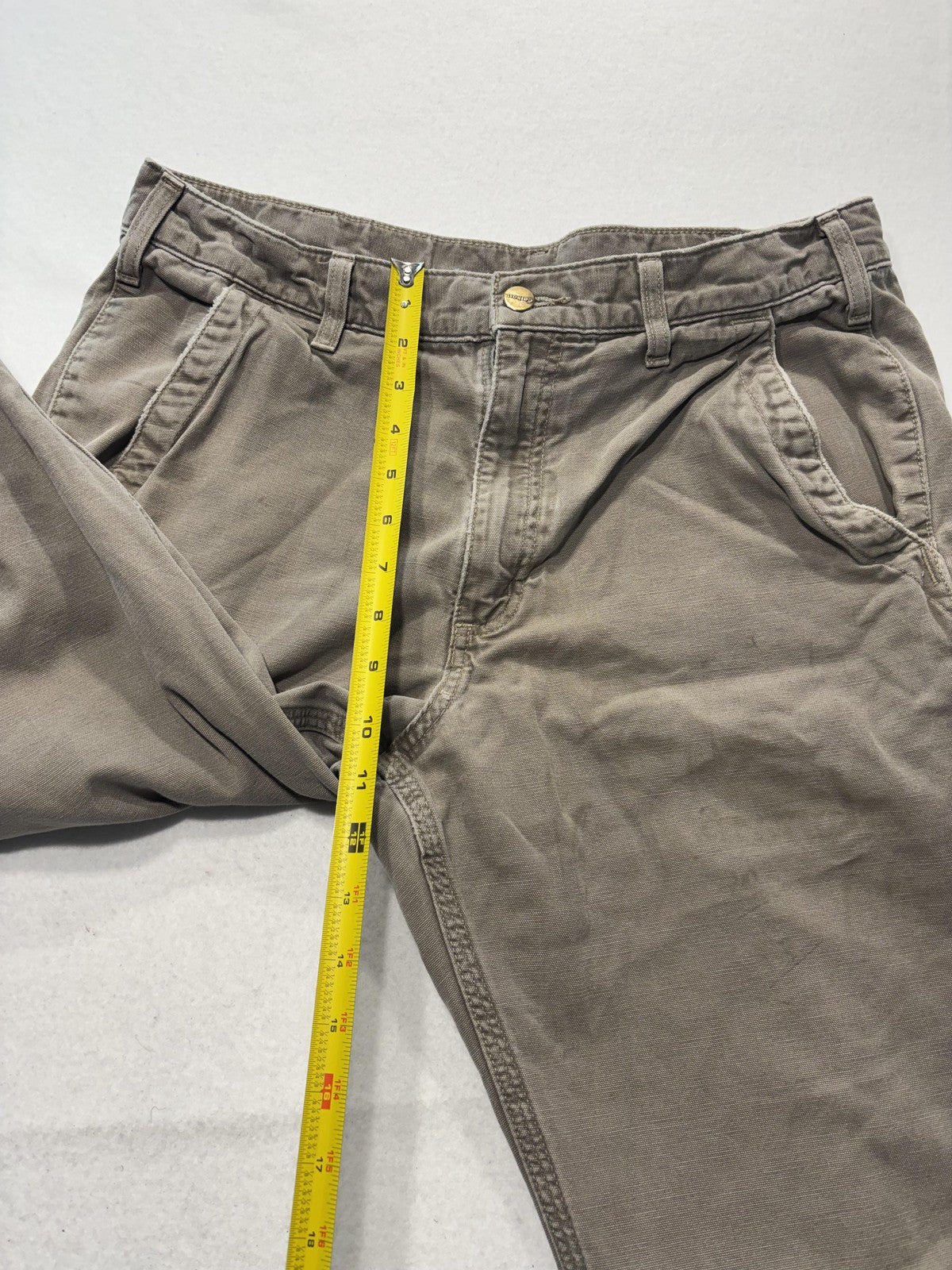 Carhartt Carpenter Pants Mens 34x32 Beige Relaxed Fit Canvas Workwear Casual