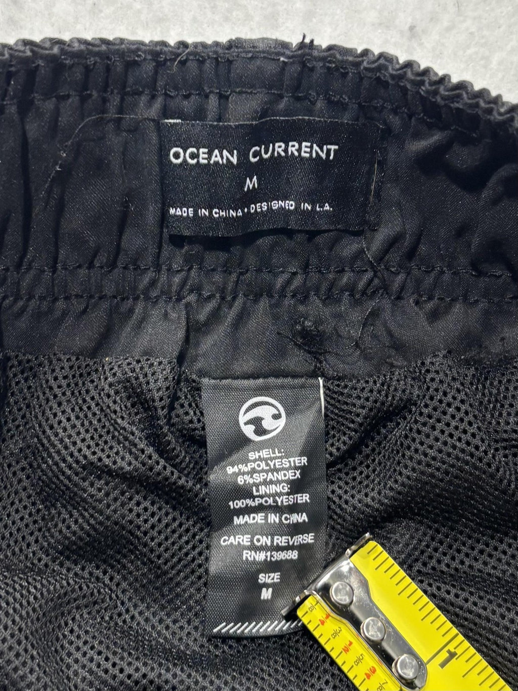 Ocean Current Swim Shorts Mens Medium Black Animal Print Quick Dry Mesh Lined