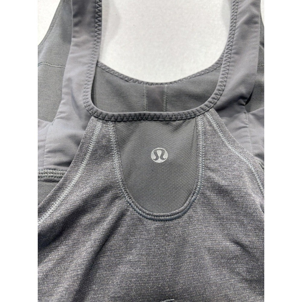 Lululemon Tank Womens Small Gray Scoop Neck Built In Bra Drawcord Hem Yoga Top