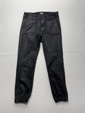 Paige Pants Womens 27 Black Mayslie Coated Denim Jogger Ankle Zip Cuffed Stretch