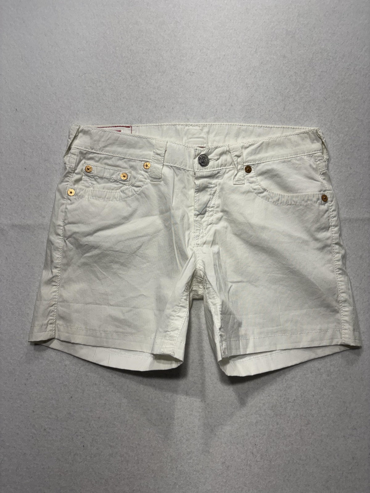 True Religion Shorts Womens 28 White Romy Denim Chino 5 Pocket Stretch Summer