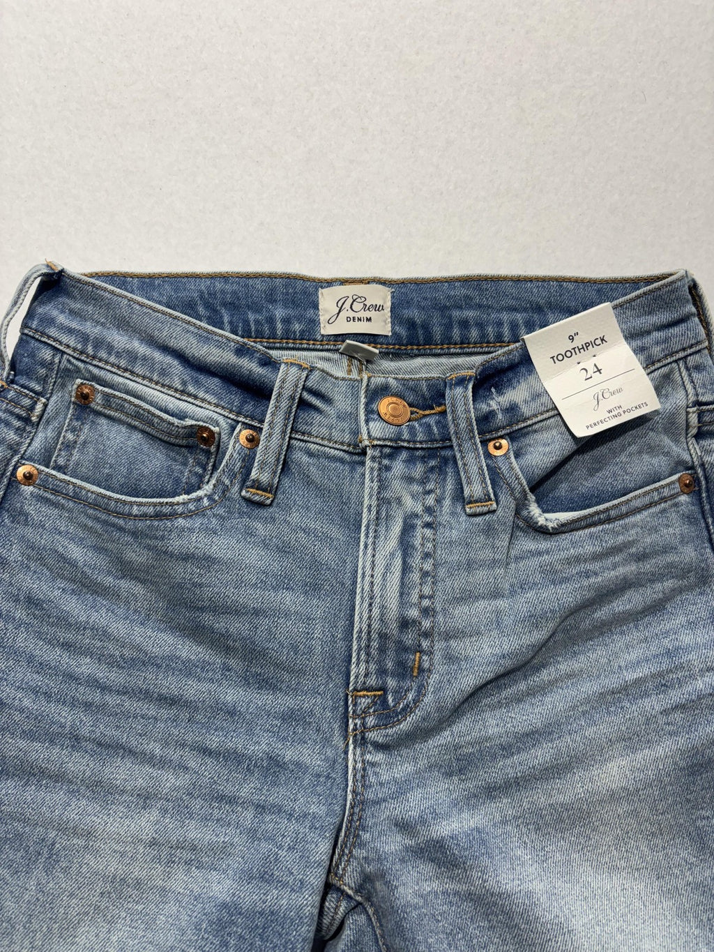 J.Crew 9" Toothpick Jeans Womens 24 Blue Medium Wash Mid Rise Skinny Stretch