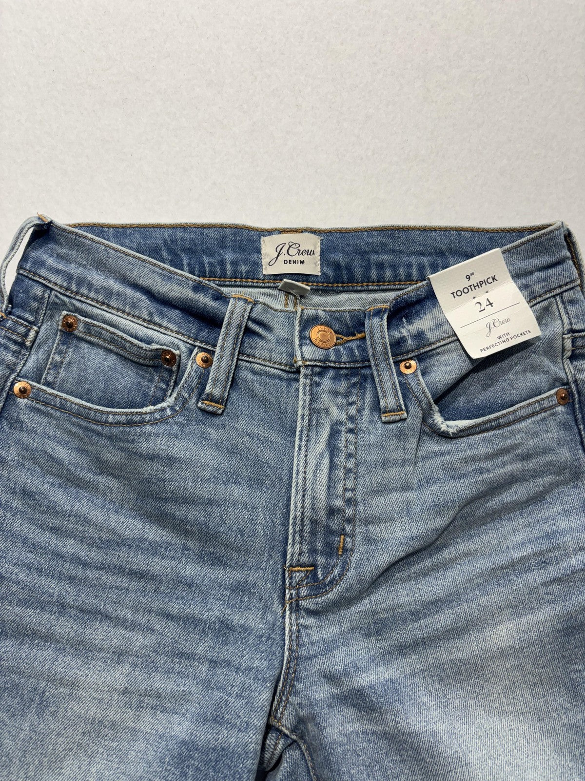 J.Crew 9" Toothpick Jeans Womens 24 Blue Medium Wash Mid Rise Skinny Stretch
