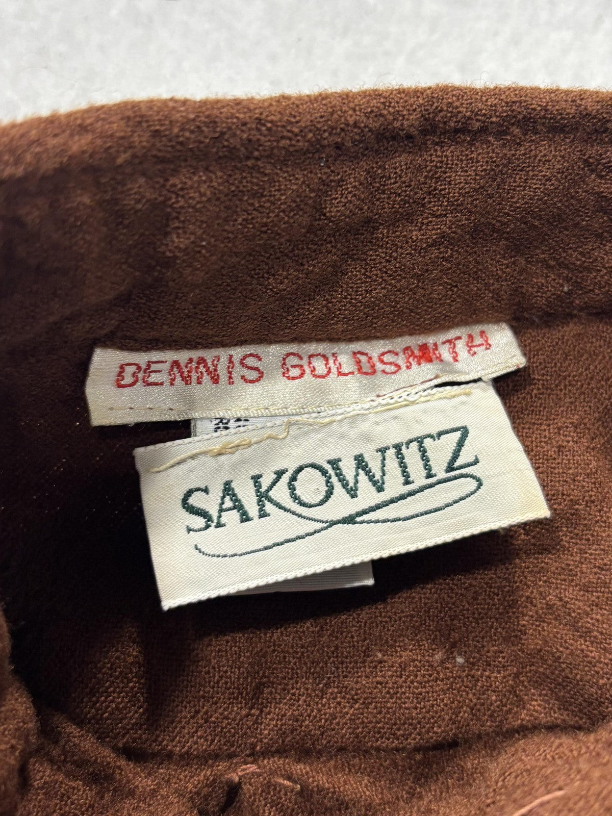 Sakowitz Vintage Brown Wool Button Front Collared Shirt Womens 8 Long Sleeve Top