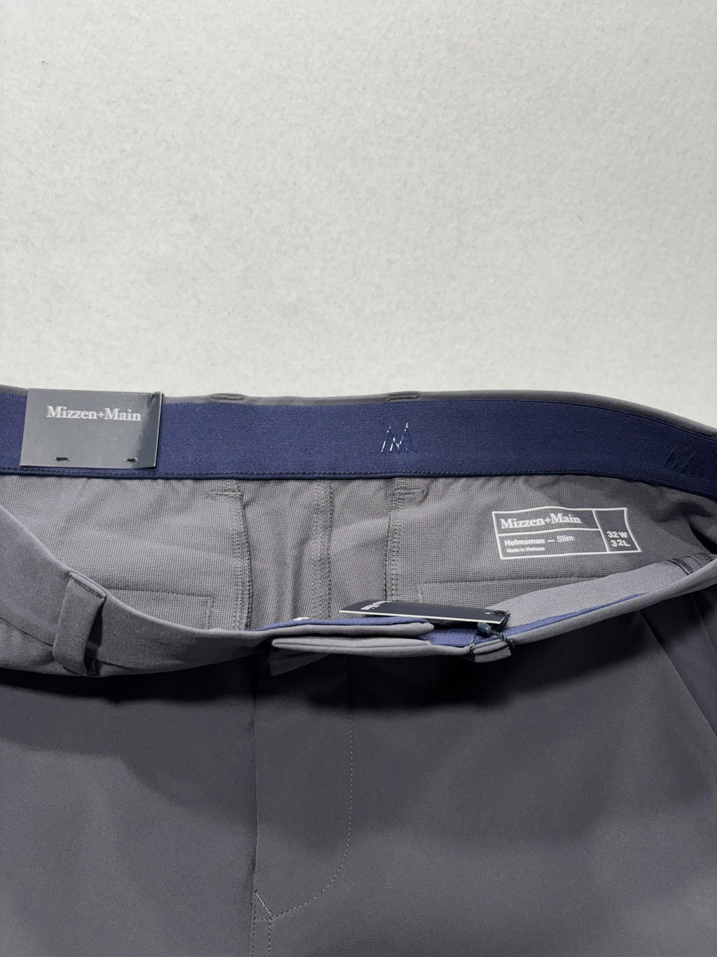 Mizzen+Main Helmsman Chino Pants Mens 32x32 Gray Slim Stretch Travel Casual