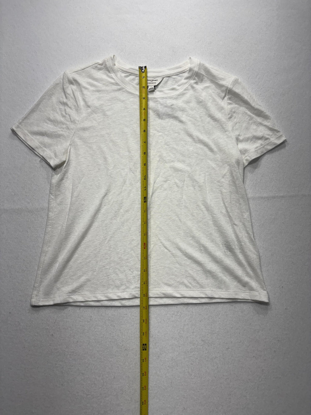 Banana Republic Shirt Womens Small White Linen Blend Crew Neck Short Sleeve Tee