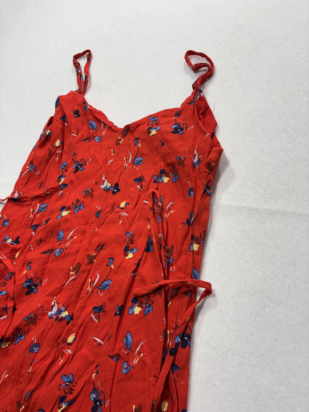 VICI Romper Womens Small Red Floral V Neck Button Front Adjustable Waist